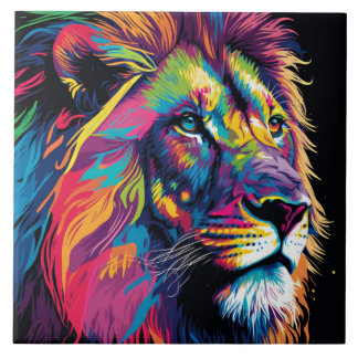 Vibrant colors of lion art tegeltje