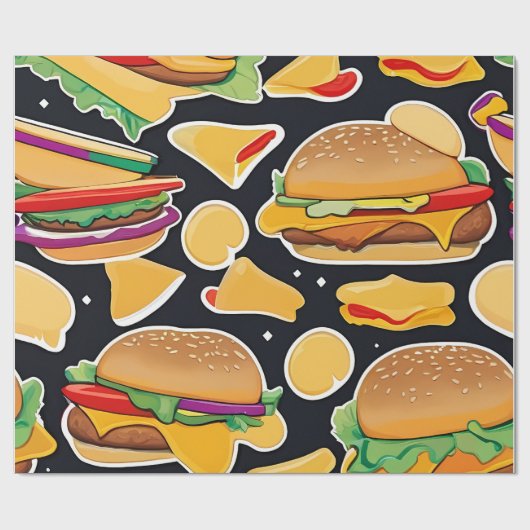 Vibrant Colourful Cheeseburgers Cadeaupapier (Vlak)