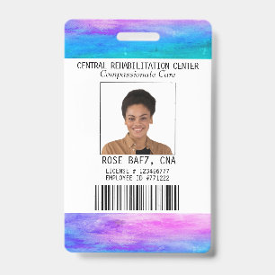 Vibrant Colours Hospital CNA Photo ID Nom Badge