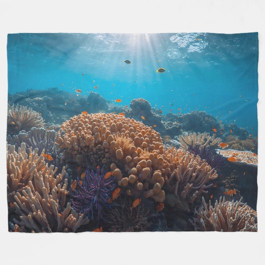 Vibrant Coral Reef Fleece Blanket  Deken (Voorkant (Horizontaal))