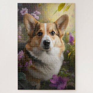 Vibrant Corgi: Artistieke tuin Fotografie Legpuzzel