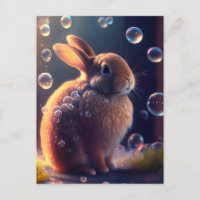 Vibrant couleur bulle lapin lapin carte postale