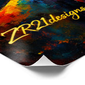 Vibrant Cubist Face Abstract Modern Art Poster (Coin)