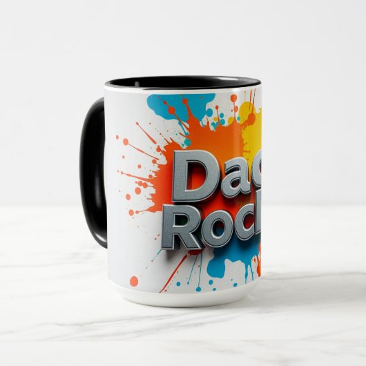 Vibrant Dad Rocks Splash Coffee Mug | Customizable Mok (Voorkant links)