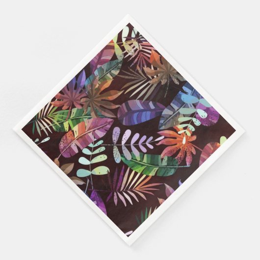 Vibrant Dark Tropical Leaf Pattern Paper Napkin Servet (Hoek)