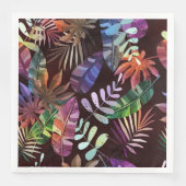 Vibrant Dark Tropical Leaf Pattern Paper Napkin Servet (Voorkant)