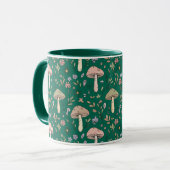 Vibrant Deep Emerald Fungi Seamless Pattern Luxury Mok (Voorkant links)