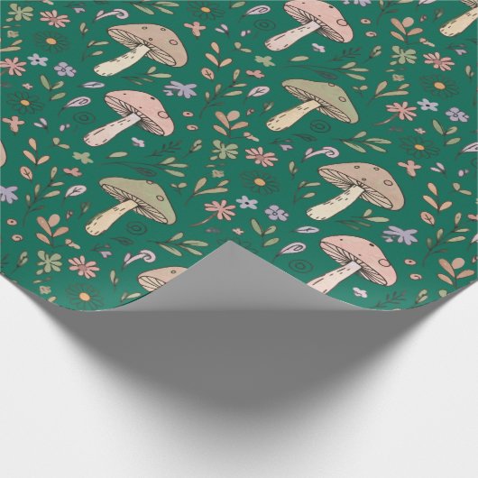 Vibrant Deep Emerald Green Fungi Seamless Pattern Cadeaupapier (Hoek)