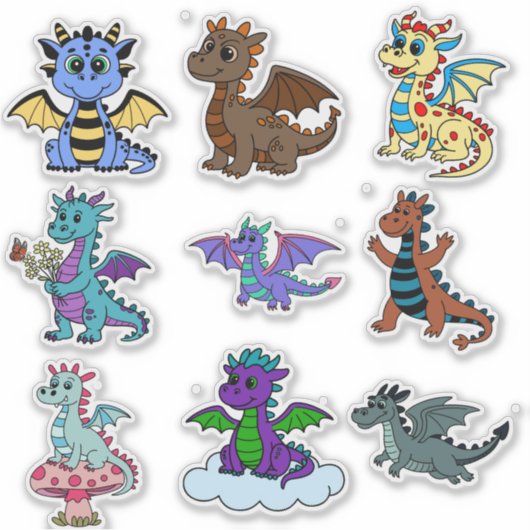 Vibrant Dinosaur Sticker Set for Kids - Fun & Colo (Voorkant)