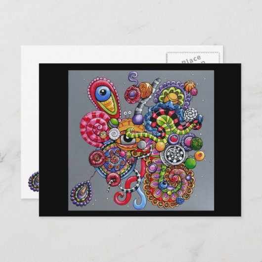 Vibrant doodle briefkaart (Voorkant / Achterkant)