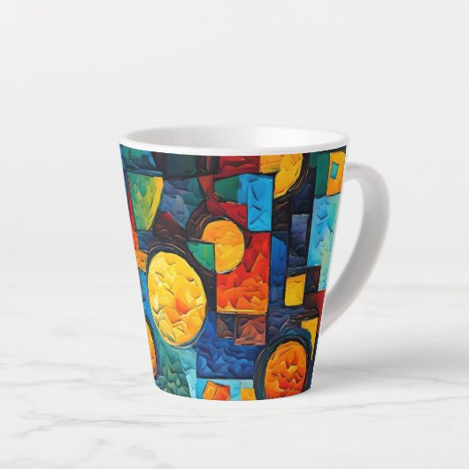 Vibrant Dreams Geometry – Bold Modern Abstract Art Latte Mok (Rechterhoek)