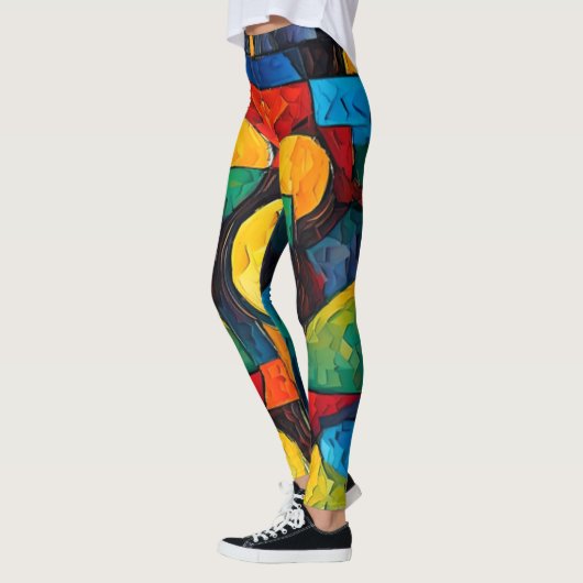 Vibrant Dreams Geometry – Bold Modern Abstract Art Leggings (Links)