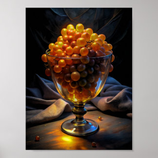 Vibrant Elegance: Oranje druiven in een glas. Poster