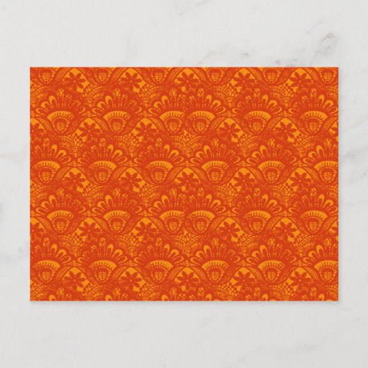 Vibrant Elegant Sinaasappel Damask Lace Girly Patt Briefkaart