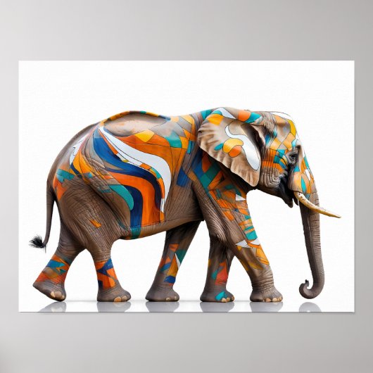 Vibrant Elephant – Abstracte kleurrijke kunst Poster (Voorkant)