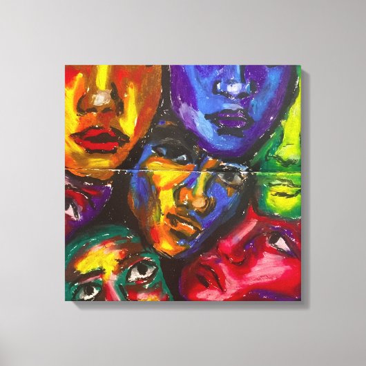 Vibrant Expressionist Faces Canvas Afdruk (Voorkant)