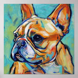Vibrant Expressionist Frenchie Pop Art Portrait Poster