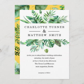 Vibrant Faire-part de mariage de feuillage tropica