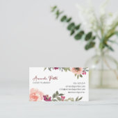 Vibrant Feminine Floral Waterverf Visitekaartje (Staand voorkant)