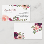 Vibrant Feminine Floral Waterverf Visitekaartje (Voorkant / Achterkant)