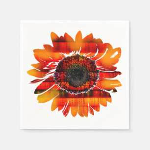 Vibrant Fiery Sunflower Servetten