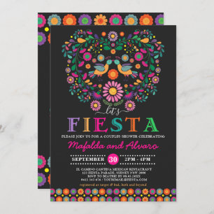 Vibrant Fiesta Couples Shower Floral Verloving Kaart