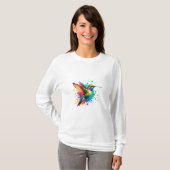 Vibrant Flight – Watercolor Hummingbird Explosion  T-shirt (Voorkant volledig)
