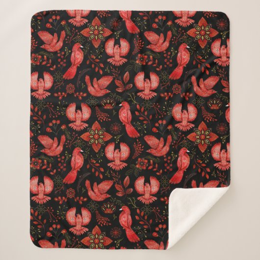  Vibrant floral and leafy pattern designs Sherpa Deken (Voorkant)