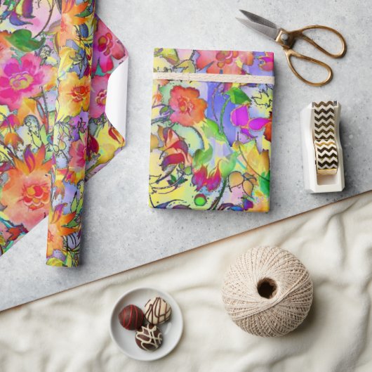 Vibrant floral cadeaupapier (Crafts)