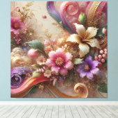 Vibrant Floral Extravaganza Canvas Art (Insitu (Houten vloer))