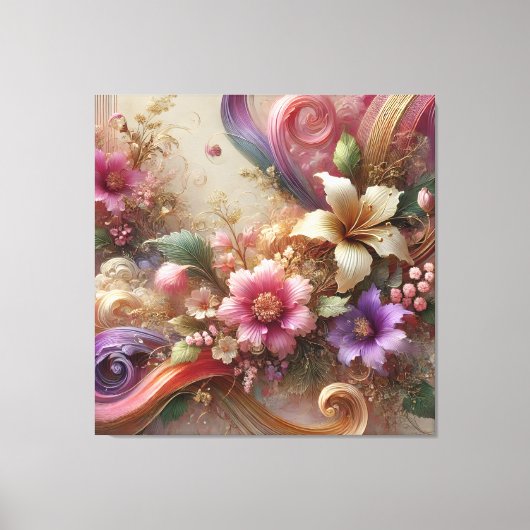 Vibrant Floral Extravaganza Canvas Art (Voorkant)