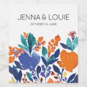 Vibrant Floral Floral Mariage Étiquette de vin (Étiquettes simples)