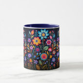 Vibrant Floral Garden Black Ceramic Combo Mug (Centre)