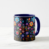 Vibrant Floral Garden Black Ceramic Combo Mug Mok (Voorkant rechts)
