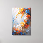 Vibrant Floral Harmony – Abstract Impasto Canvas Afdruk (Voorkant)