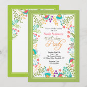 Vibrant Floral Invitation Kaart (Voorkant / Achterkant)