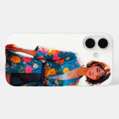 Vibrant Floral Kimono iPhone 16 Coque (Verso (horizontal))