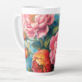 Vibrant Floral Latte Mok – koffiekopje voor thee