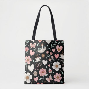 Vibrant Floral Mosaic Empowering Botanical Art Draagtas