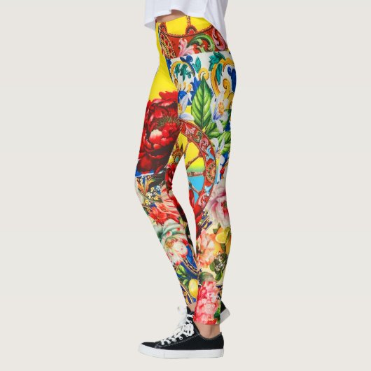 Vibrant Floral & Motif baroque Dolce Leggings (Gauche)