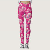 Vibrant Floral Pattern in Pink, White & Royal B    Leggings (Voorkant)