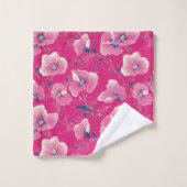 Vibrant Floral Pattern in Pink, White & Royal Blue (Gant de toilette)