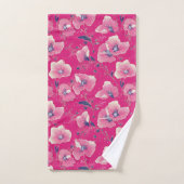 Vibrant Floral Pattern in Pink, White & Royal Blue Bad Handdoek (Handdoek)