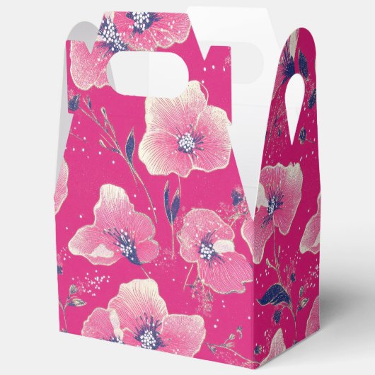 Vibrant Floral Pattern in Pink, White & Royal Blue Bedankdoosjes (Open)