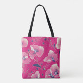 Vibrant Floral Pattern in Pink, White & Royal Blue Draagtas (Achterkant)