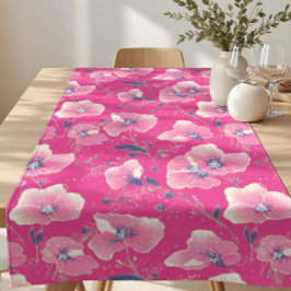 Vibrant Floral Pattern in Pink, White & Royal Blue Lange Tafelloper