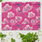 Vibrant Floral Pattern in Pink, White & Royal Blue Theedoek (Gevouwen)