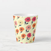 Vibrant Floral Pattern Latte Mok (Voorkant)