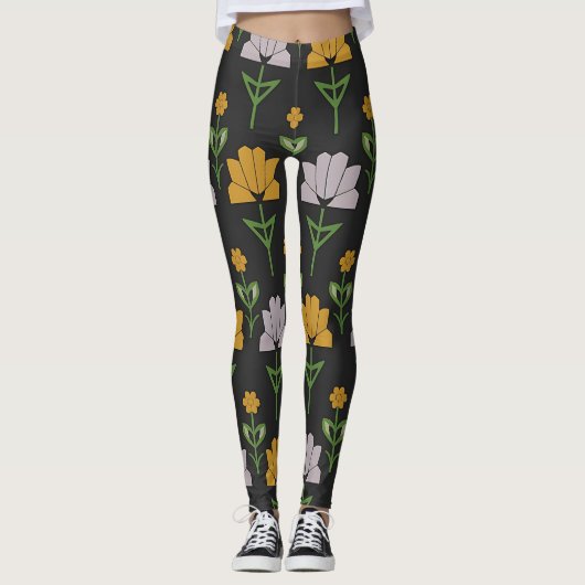 Vibrant Floral Pattern Leggings (Voorkant)
