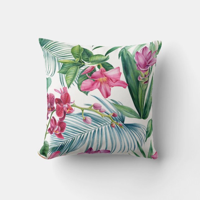 vibrant floral pattern with pink flowers  kussen (Voorkant)